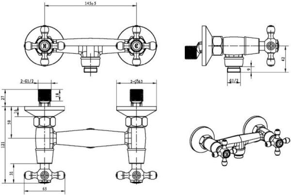 Смеситель Boheme Tradizionale Oro 294 для душа, золото