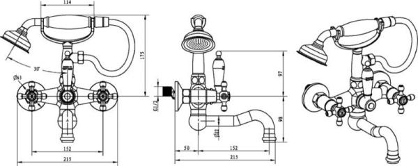 Смеситель Boheme Medici Presente 313 для ванны