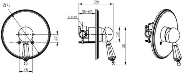 Смеситель Boheme Imperiale Presente 325 встроенный, золото